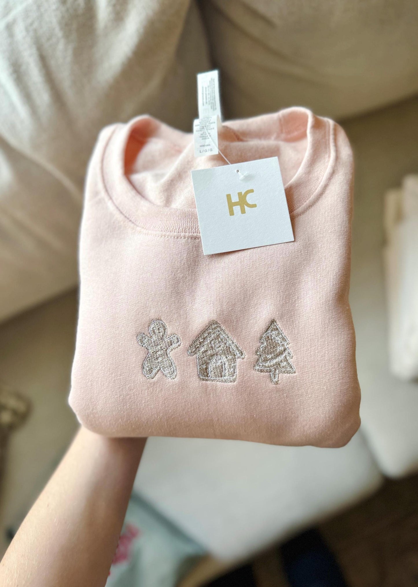 Gingerbread House Trio Embroidered Crewneck