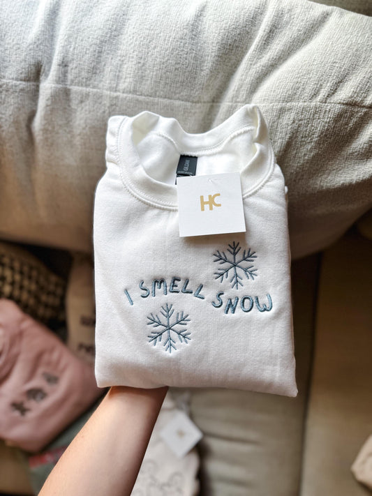 I Smell Snow Embroidered Crewneck