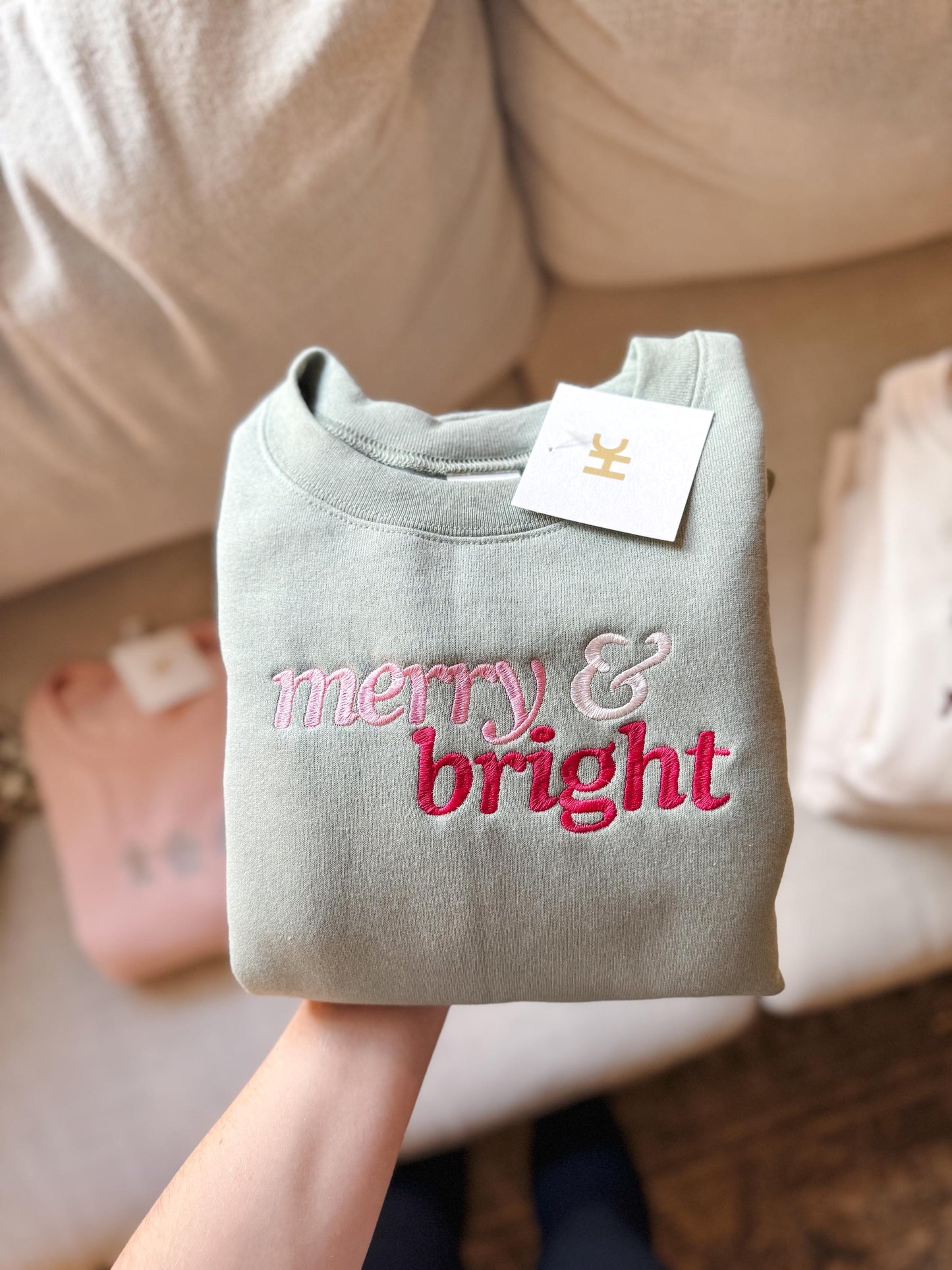 Merry & Bright Embroidered Crewneck