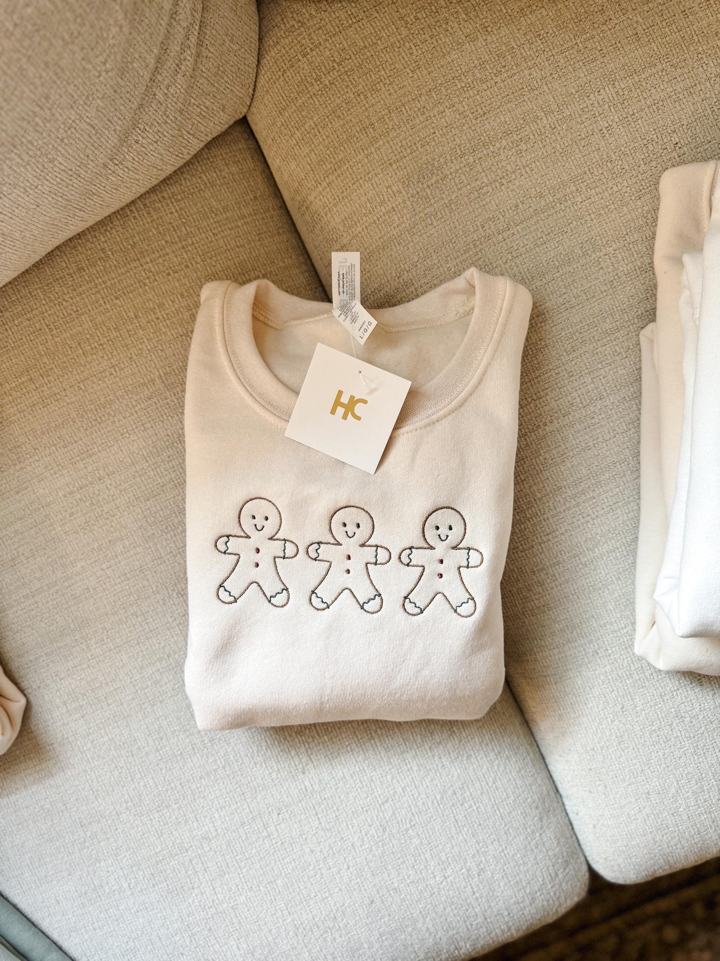 Three Gingerbreadmen Embroidered Crewneck