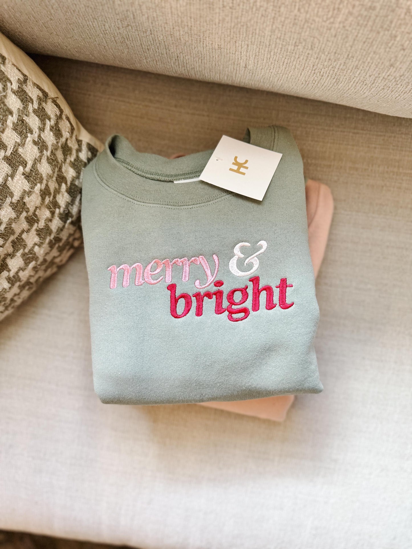 Merry & Bright Embroidered Crewneck