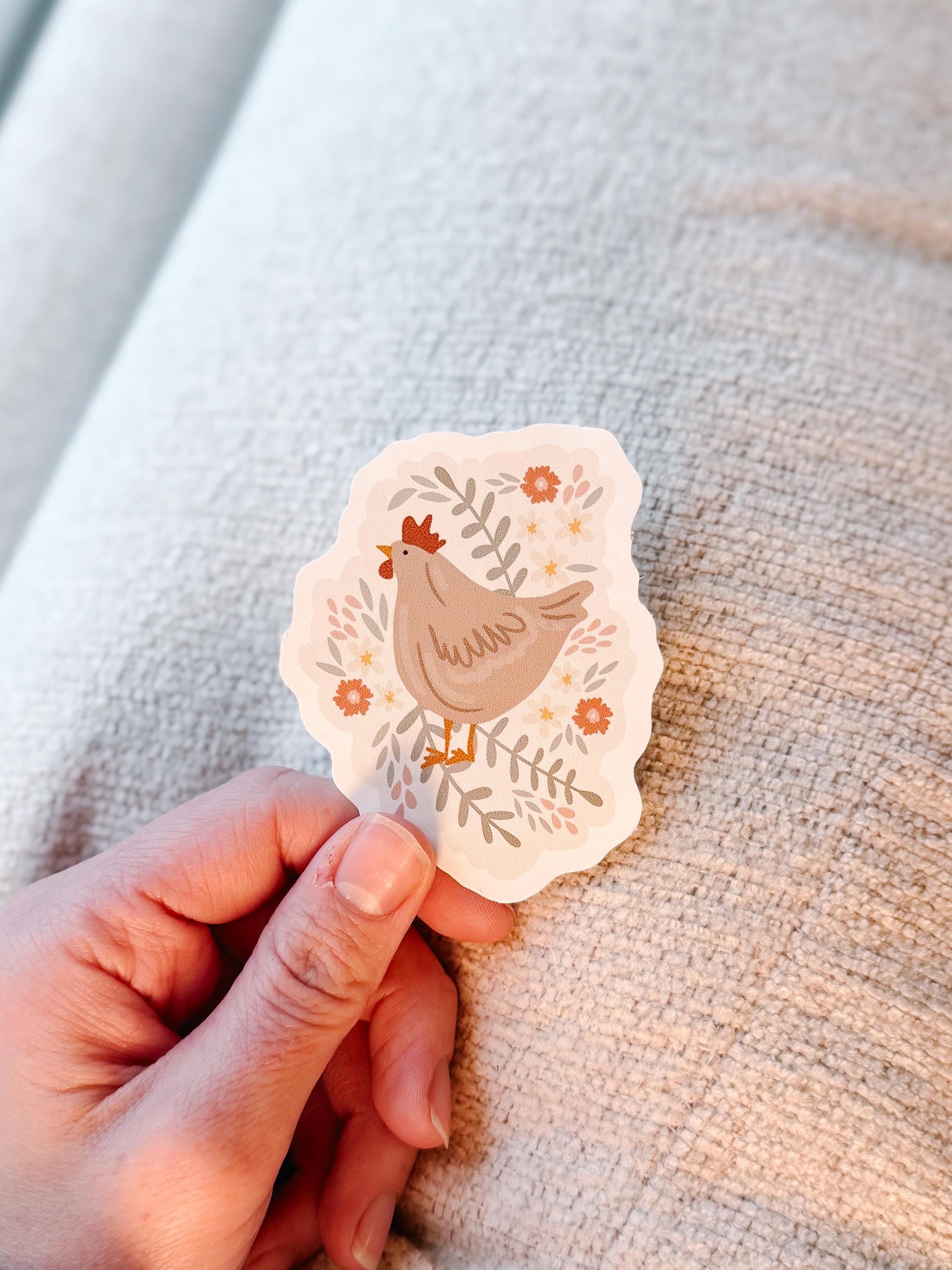 Chicken Floral Vinyl Sticker