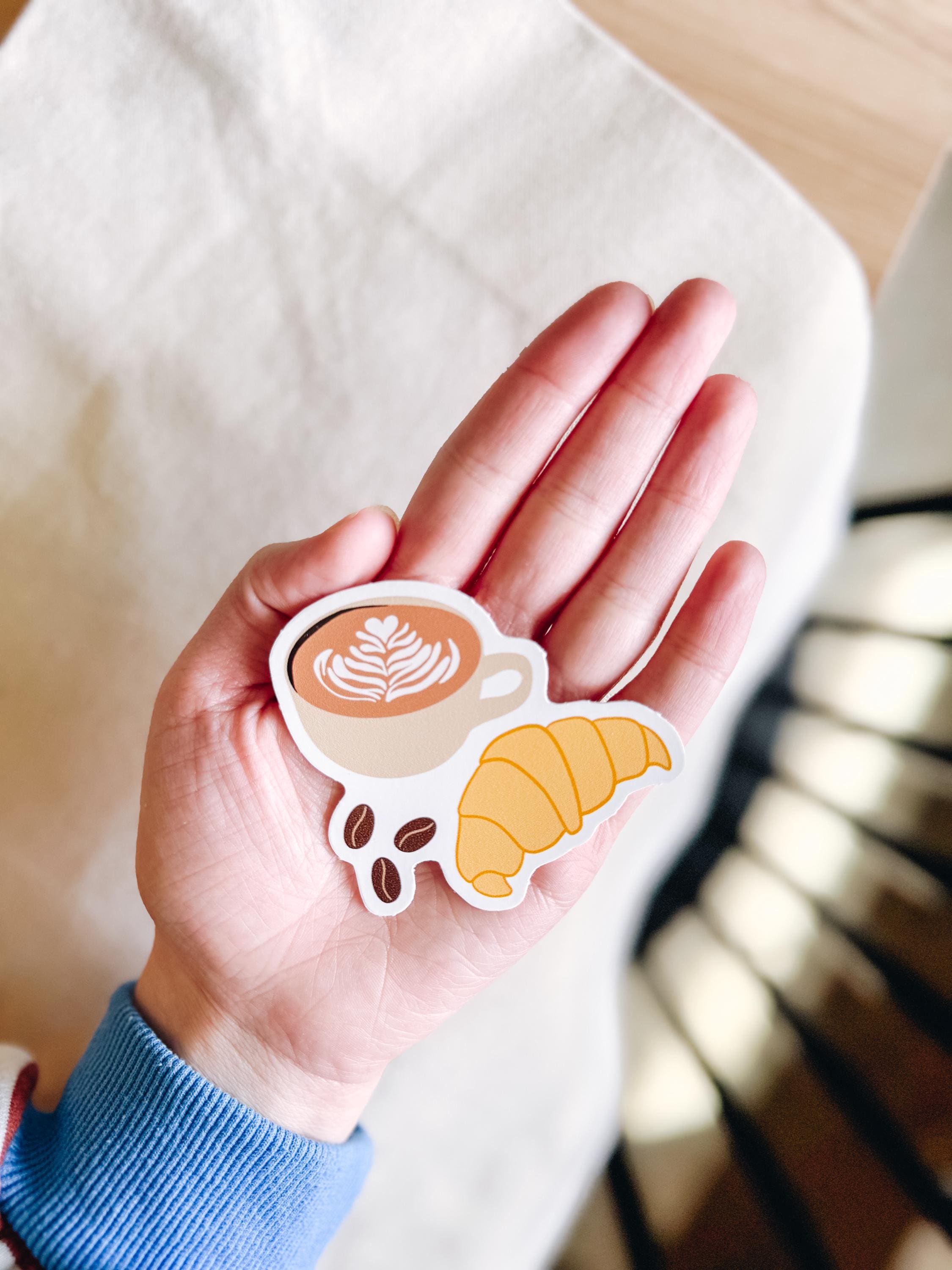 Latte and Croissant Vinyl Sticker